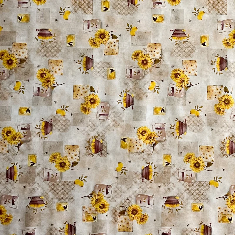 Wachstuch Tischdecke 01554-02 Sonnenblumen Bürgel Küche Zitronen beige rot eckig rund oval