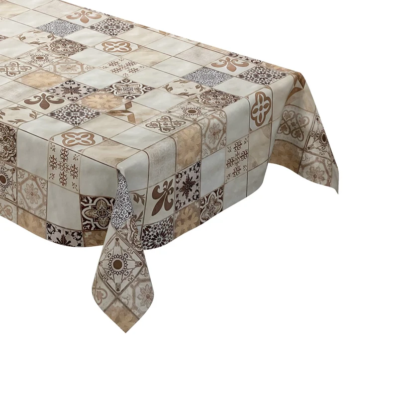 Wachstuch Tischdecke 06108-04 Mosaik Fliesen Portugal beige braun eckig rund oval