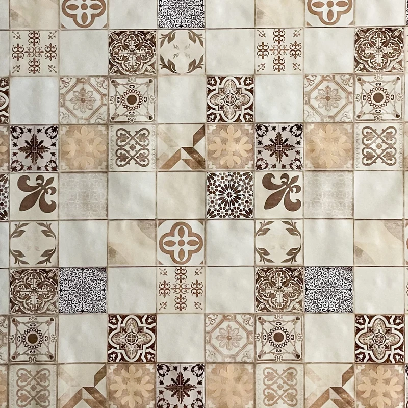 Wachstuch Tischdecke 06108-04 Mosaik Fliesen Portugal beige braun eckig rund oval
