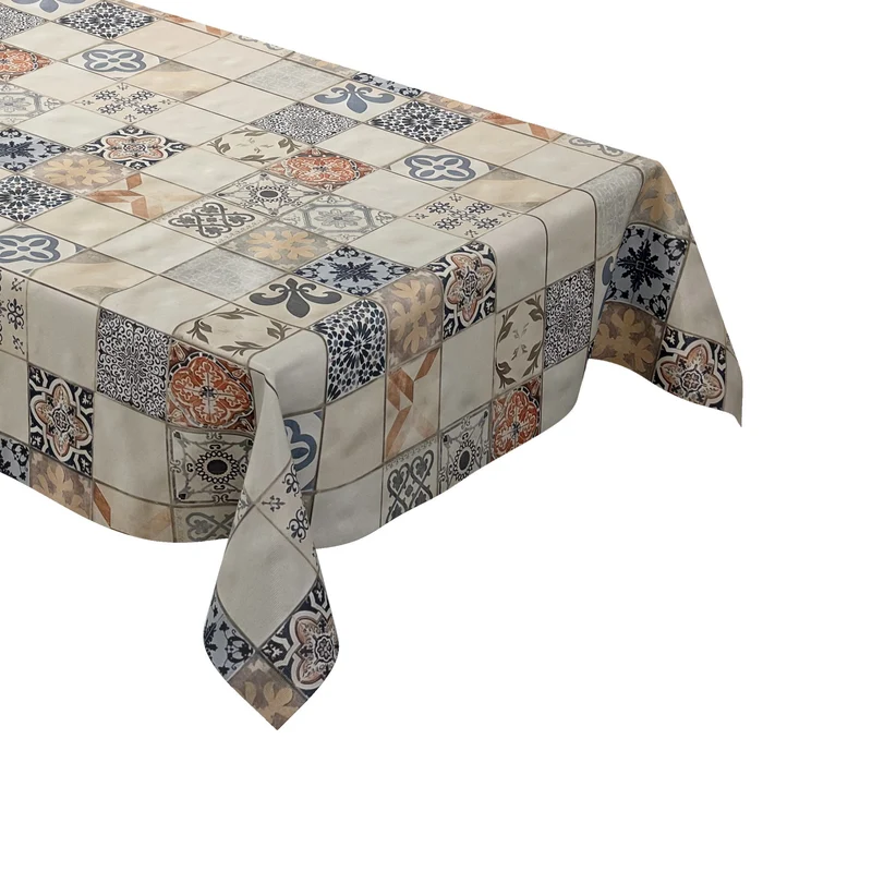 Wachstuch Tischdecke 06108-01 Mosaik Fliesen Portugal beige blau eckig rund oval