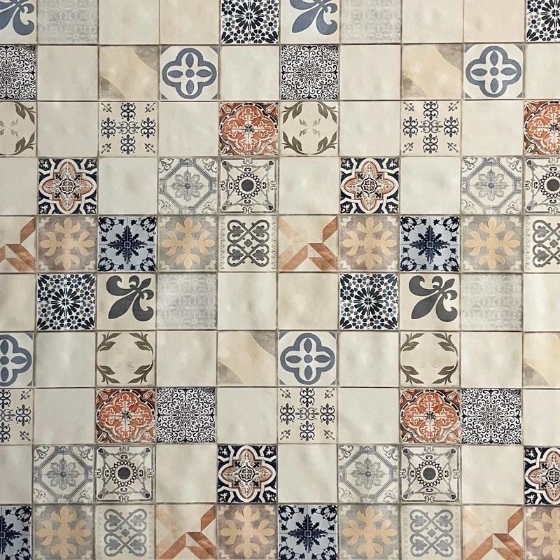 Wachstuch Tischdecke 06108-01 Mosaik Fliesen Portugal beige blau eckig rund oval