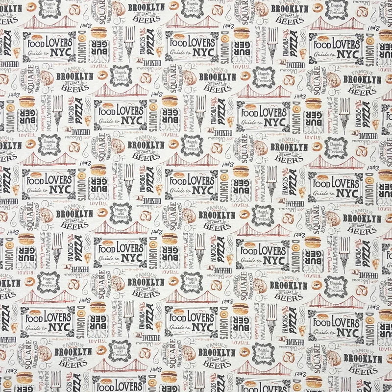 Jacquard Tischdecke aus beschichteter Baumwolle mit Fleckenschutz BAGLES NYC Burger eckig rund oval