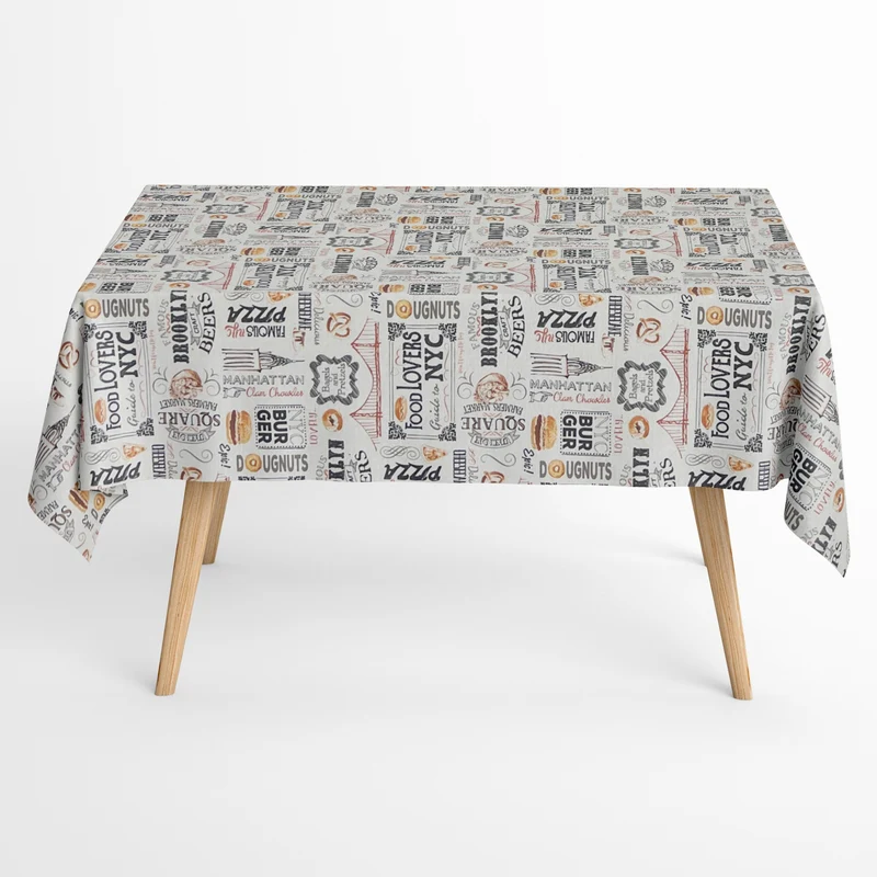 Jacquard Tischdecke aus beschichteter Baumwolle mit Fleckenschutz BAGLES NYC Burger eckig rund oval