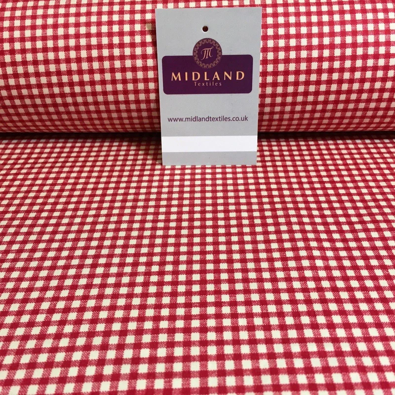 Printed Cotton Poplin Checked Gingham Dress Fabric 44" M758 Mtex