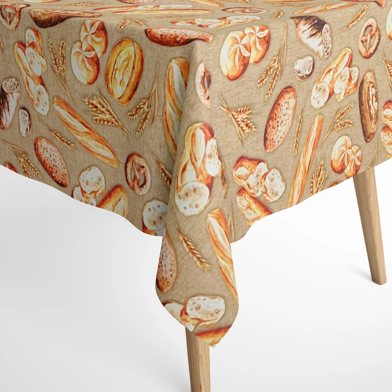 Jacquard Tischdecke aus beschichteter Baumwolle mit Fleckenschutz BAGUETTE Brötchen Brot Bäckerei eckig rund oval