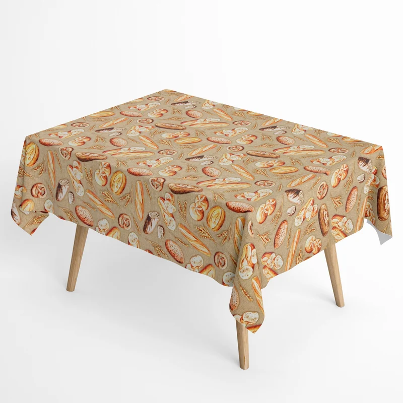 Jacquard Tischdecke aus beschichteter Baumwolle mit Fleckenschutz BAGUETTE Brötchen Brot Bäckerei eckig rund oval