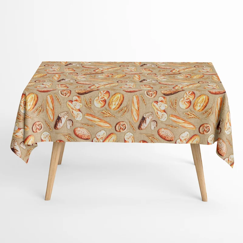 Jacquard Tischdecke aus beschichteter Baumwolle mit Fleckenschutz BAGUETTE Brötchen Brot Bäckerei eckig rund oval