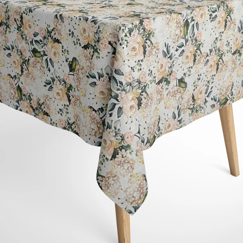 Jacquard Tischdecke aus beschichteter Baumwolle mit Fleckenschutz ZELDA Rosen Blüten eckig rund oval