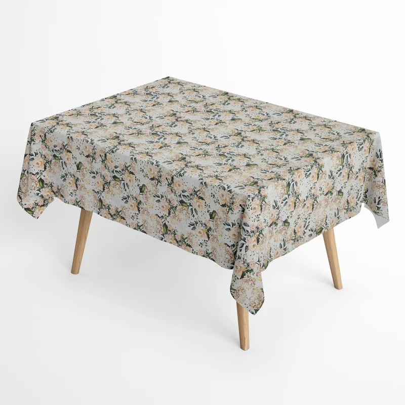 Jacquard Tischdecke aus beschichteter Baumwolle mit Fleckenschutz ZELDA Rosen Blüten eckig rund oval