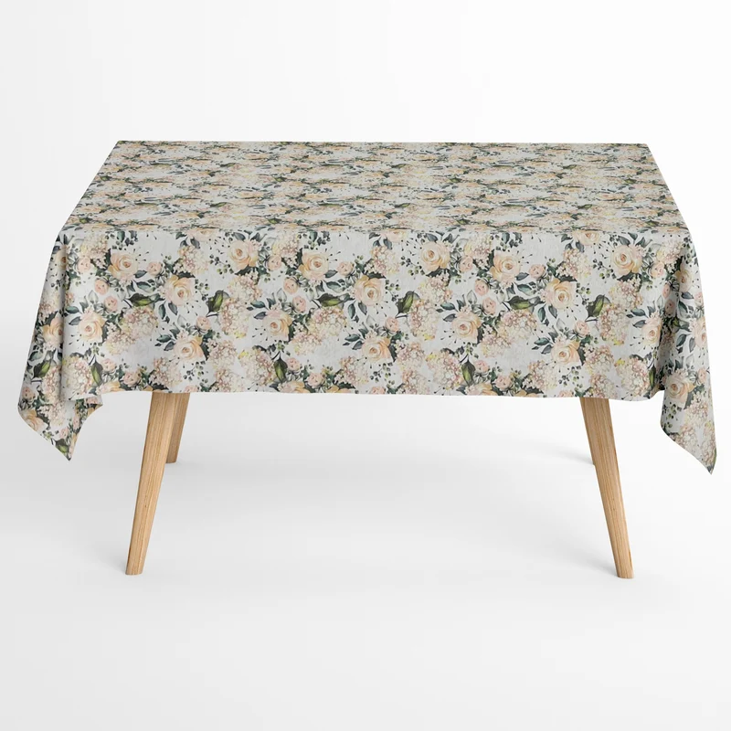Jacquard Tischdecke aus beschichteter Baumwolle mit Fleckenschutz ZELDA Rosen Blüten eckig rund oval