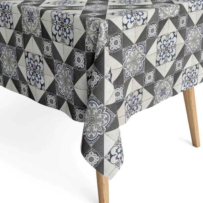 textile Tischdecke Jacquard beschichtete Baumwolle DG78 Mosaik Fliesen Malta eckig rund oval