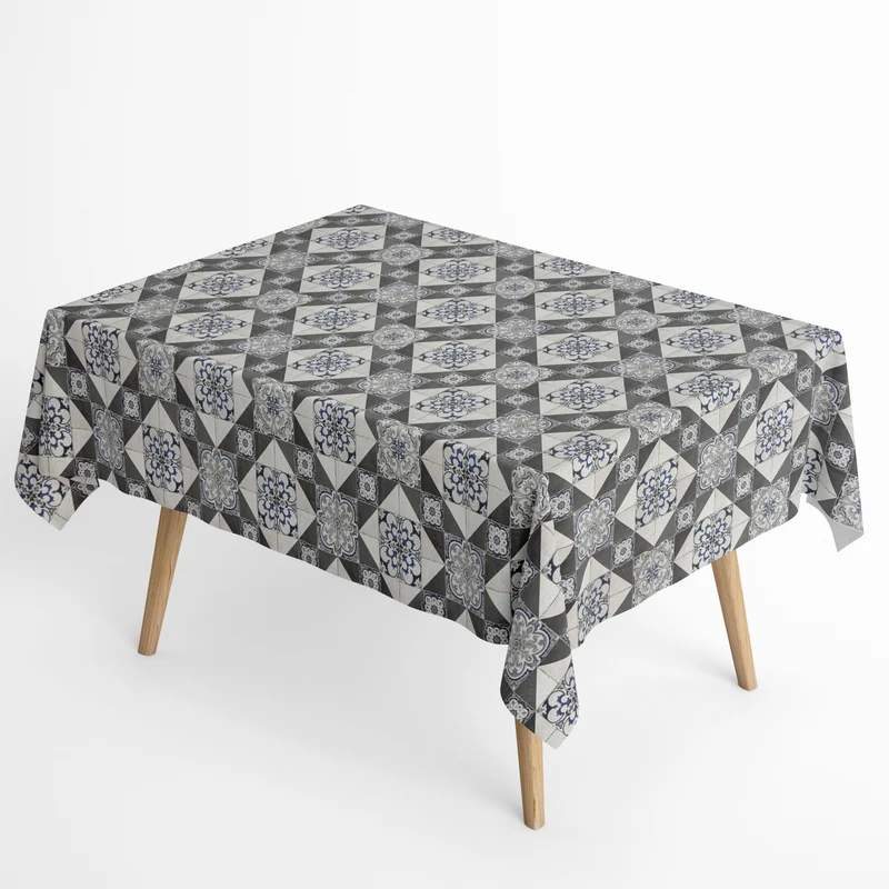 textile Tischdecke Jacquard beschichtete Baumwolle DG78 Mosaik Fliesen Malta eckig rund oval