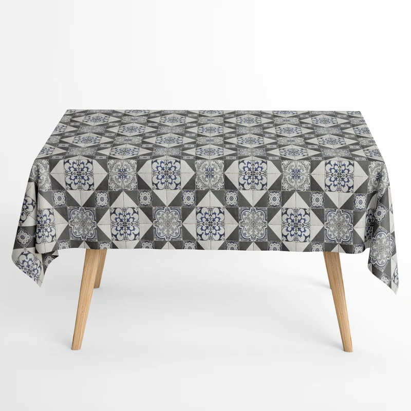 textile Tischdecke Jacquard beschichtete Baumwolle DG78 Mosaik Fliesen Malta eckig rund oval