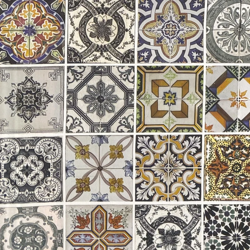 textile Tischdecke Jacquard beschichtete Baumwolle DG001 Mosaik Fliesen Barcelona eckig rund oval