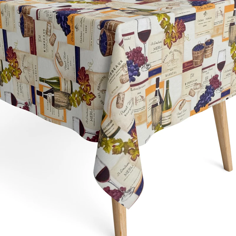 textile Tischdecke Jacquard beschichtete Baumwolle LANTREC Wein Korken Herbst eckig rund oval