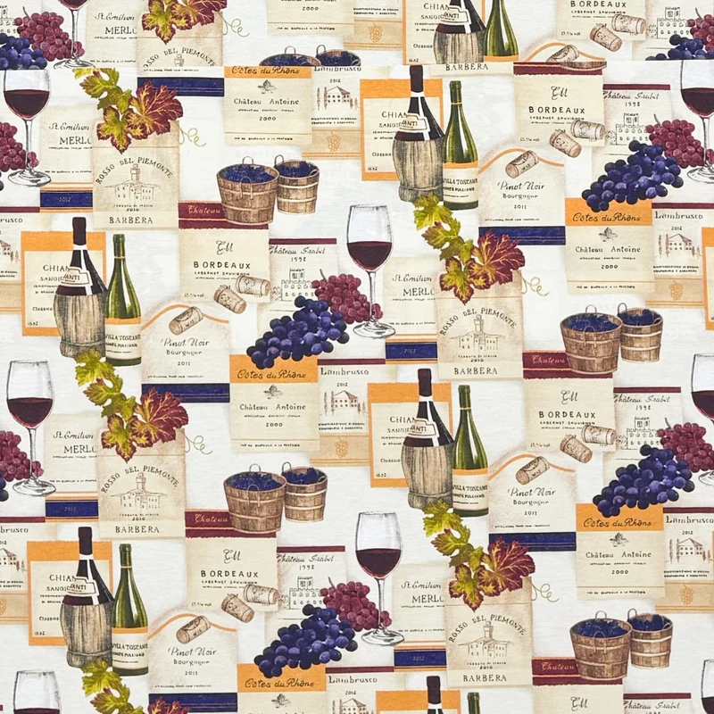 textile Tischdecke Jacquard beschichtete Baumwolle LANTREC Wein Korken Herbst eckig rund oval