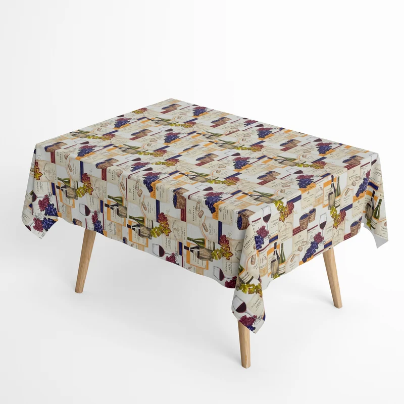 textile Tischdecke Jacquard beschichtete Baumwolle LANTREC Wein Korken Herbst eckig rund oval