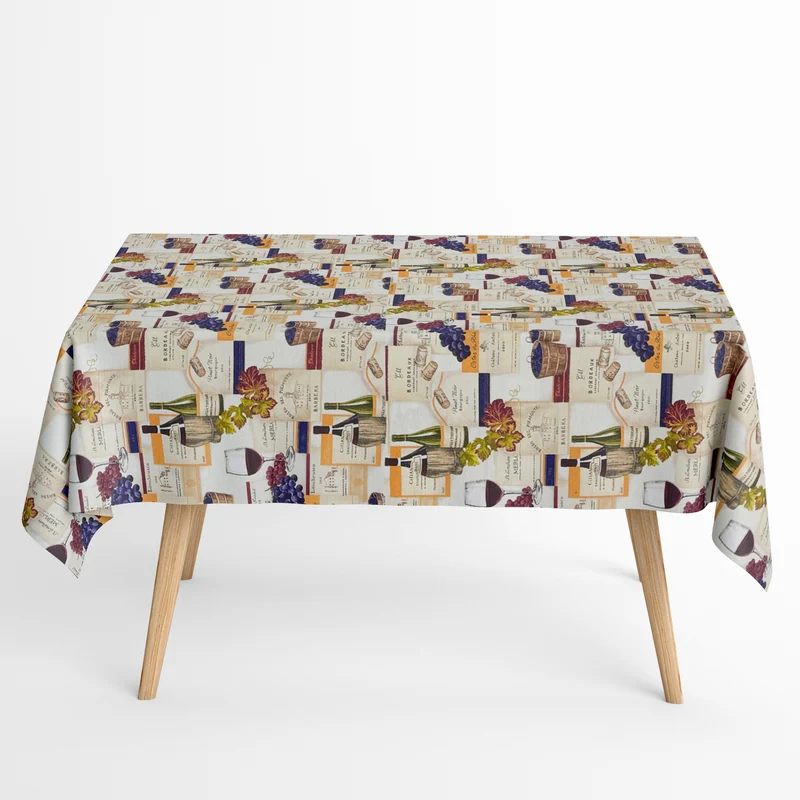 textile Tischdecke Jacquard beschichtete Baumwolle LANTREC Wein Korken Herbst eckig rund oval