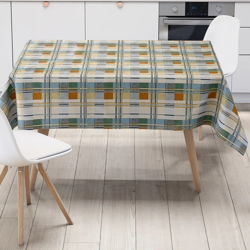 Wachstuch Tischdecke 01535-06 kariert Karo braun grün beige meliert Landhaus eckig rund oval Meterware