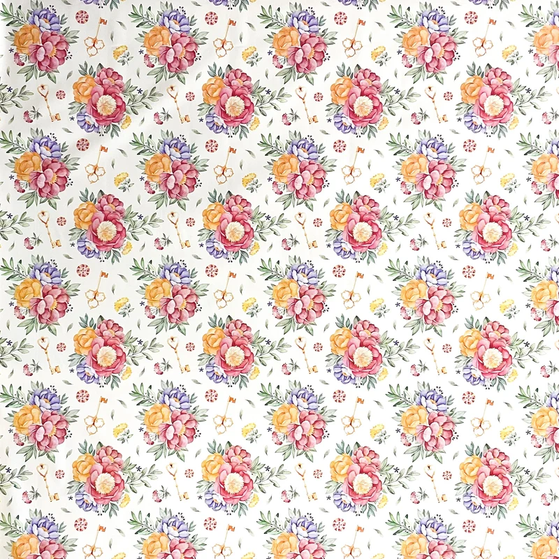 Wachstuch Tischdecke K150220 bunte Rosen Blüten auf weiss Schlüssel eckig rund oval abwischbar