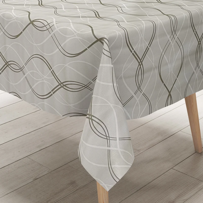 Wachstuch Tischdecke K150151 moderne Linien auf hellgrau eckig rund oval abwischbar