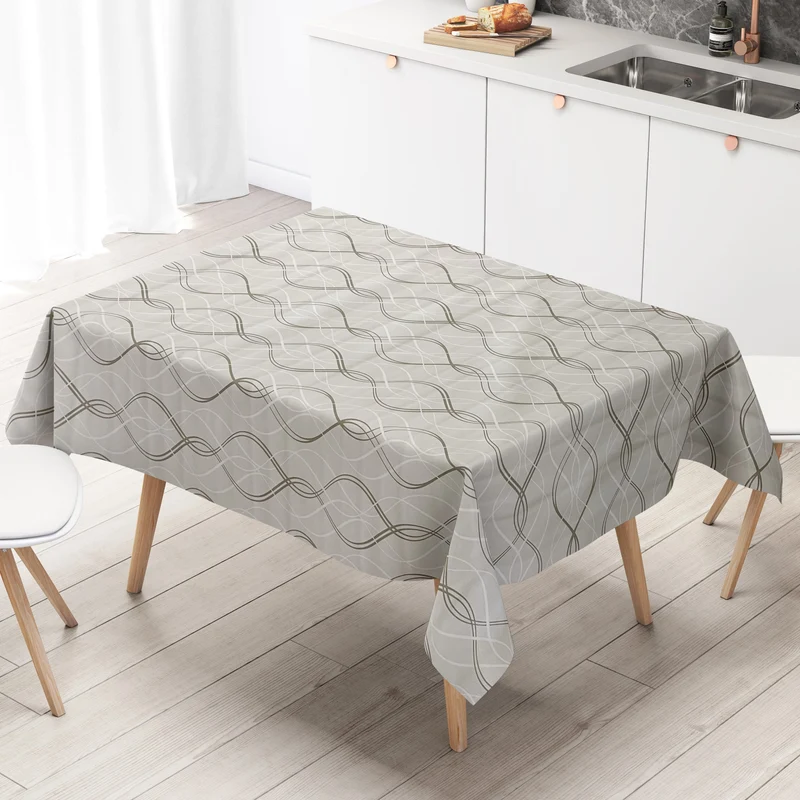 Wachstuch Tischdecke K150151 moderne Linien auf hellgrau eckig rund oval abwischbar