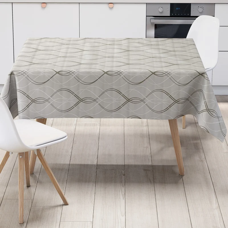 Wachstuch Tischdecke K150151 moderne Linien auf hellgrau eckig rund oval abwischbar