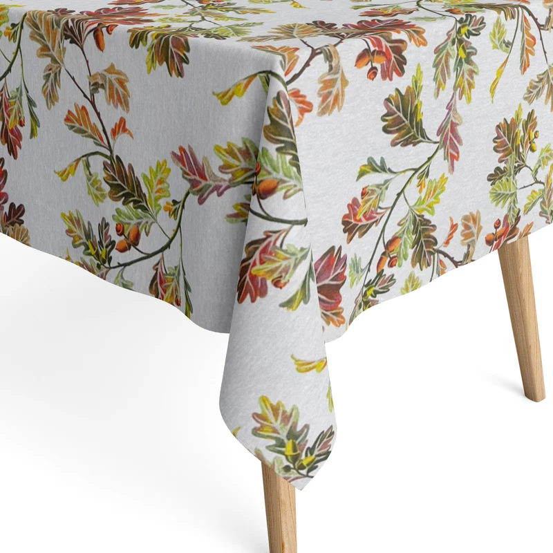 textile Tischdecke Jacquard beschichtete Baumwolle DP121 Herbst Laub Blätter eckig rund oval