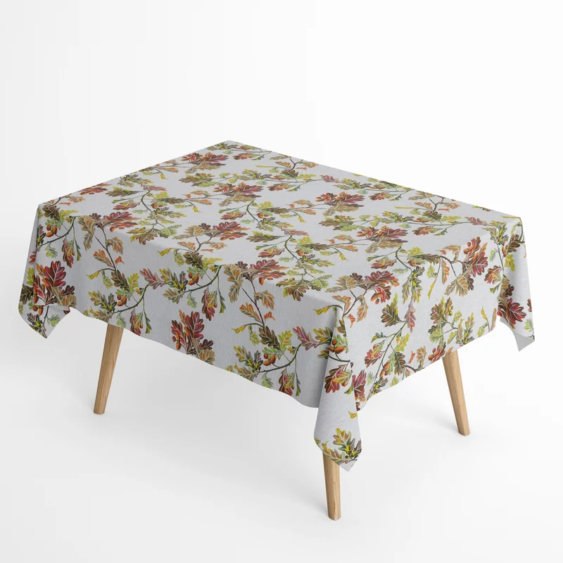 textile Tischdecke Jacquard beschichtete Baumwolle DP121 Herbst Laub Blätter eckig rund oval