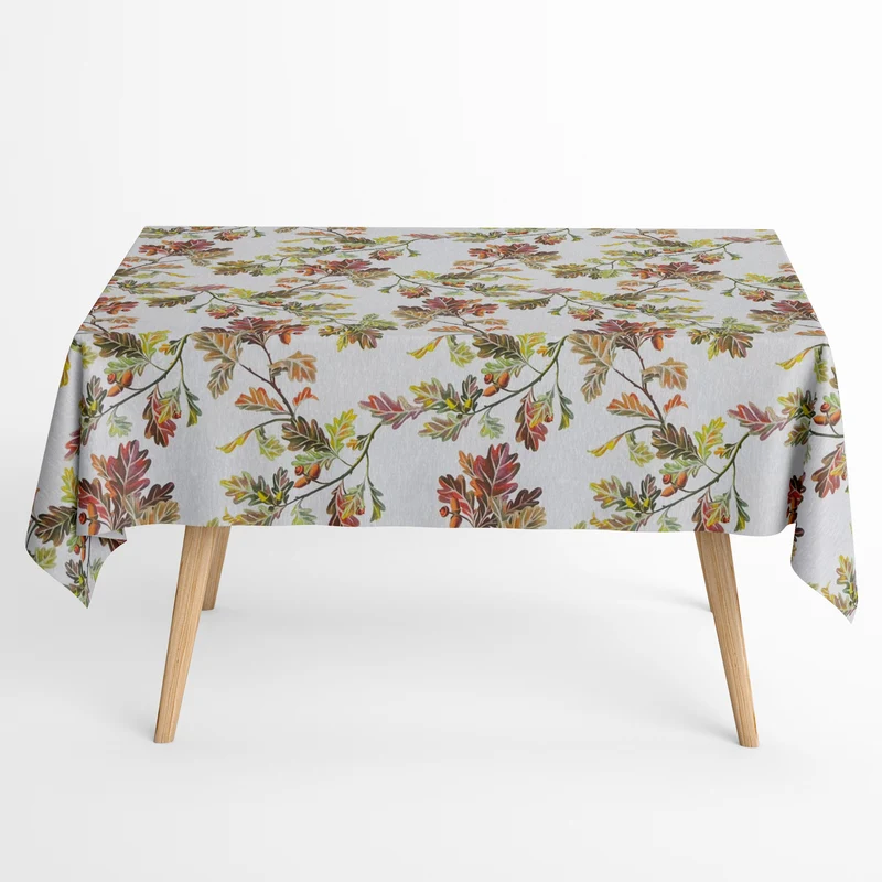 textile Tischdecke Jacquard beschichtete Baumwolle DP121 Herbst Laub Blätter eckig rund oval
