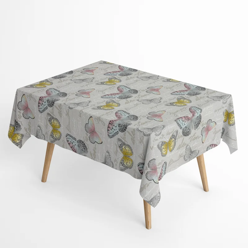 textile Tischdecke Jacquard beschichtete Baumwolle CEZANNE Schmetterlinge eckig rund oval