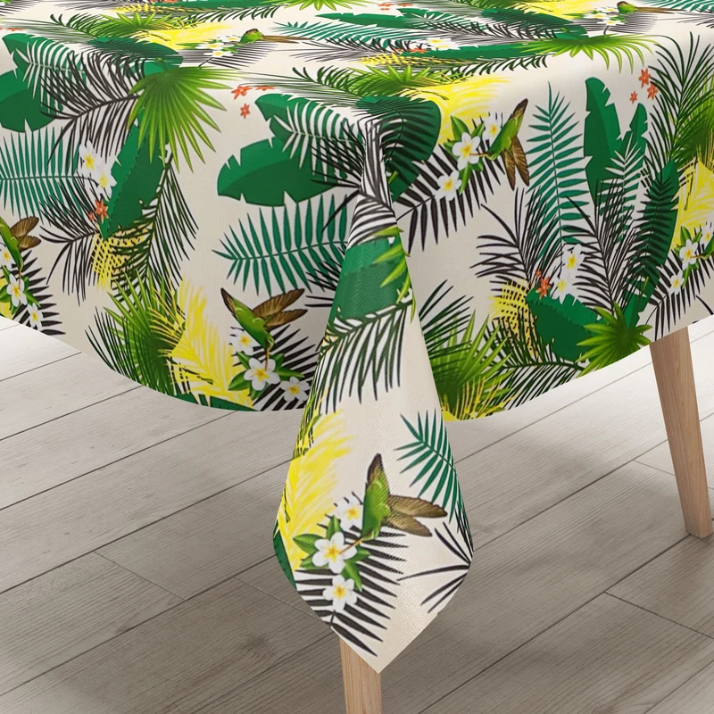 Wachstuch Tischdecke KE41410 Dschungel Palmen Kolibri eckig rund oval