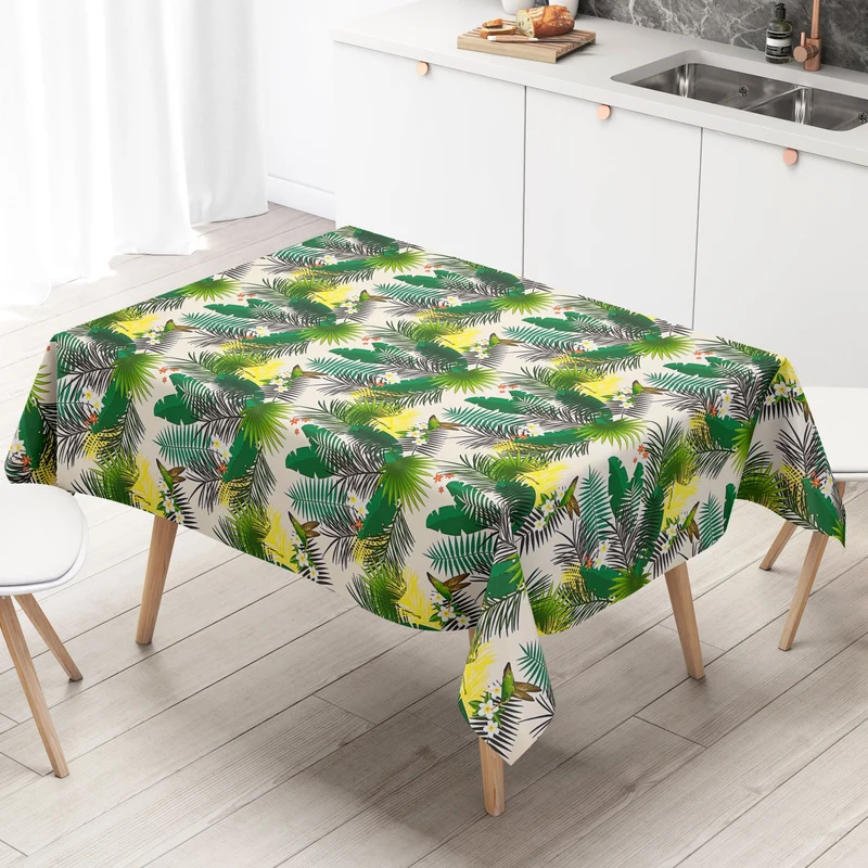 Wachstuch Tischdecke KE41410 Dschungel Palmen Kolibri eckig rund oval