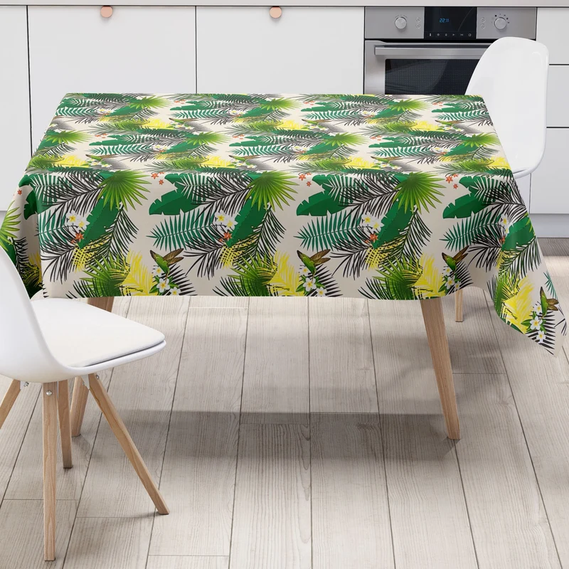 Wachstuch Tischdecke KE41410 Dschungel Palmen Kolibri eckig rund oval