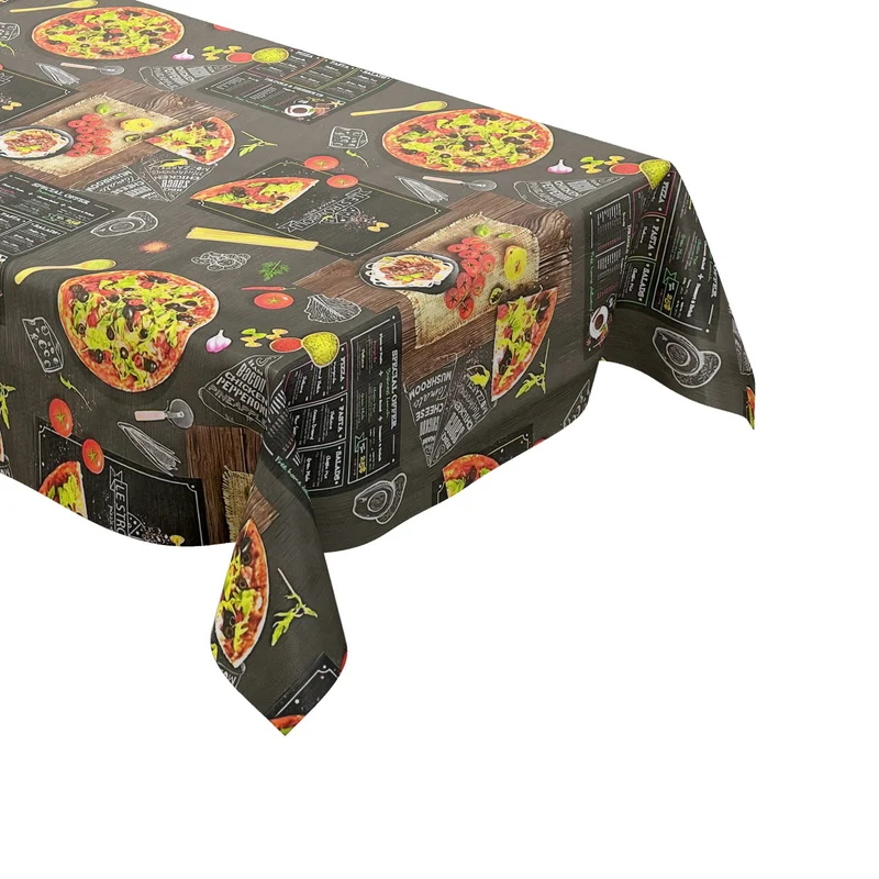 Wachstuch Tischdecke KE42710 geprägt Pizza Tomaten Holz eckig rund oval