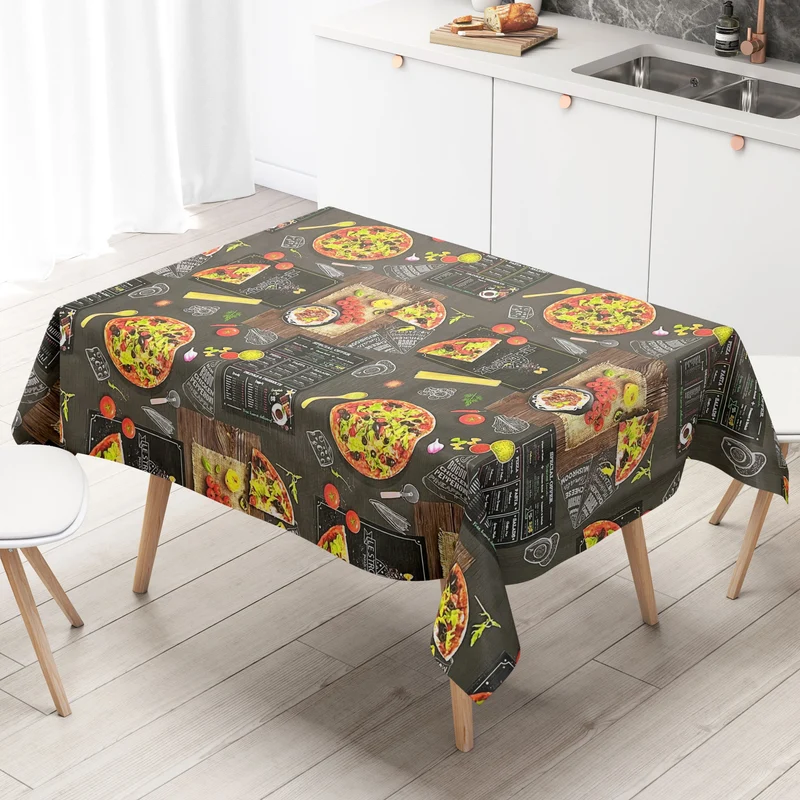 Wachstuch Tischdecke KE42710 geprägt Pizza Tomaten Holz eckig rund oval