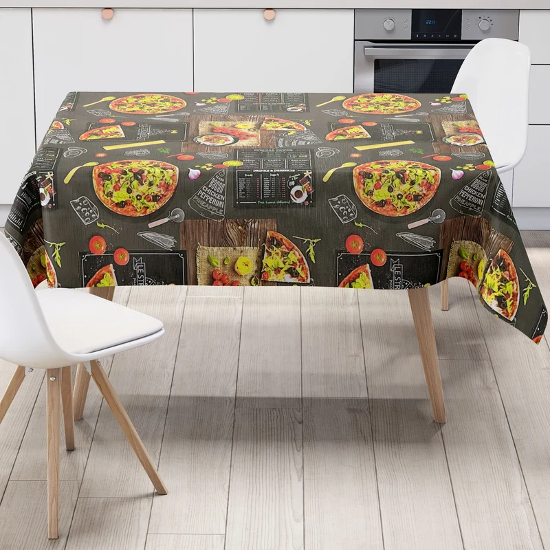 Wachstuch Tischdecke KE42710 geprägt Pizza Tomaten Holz eckig rund oval