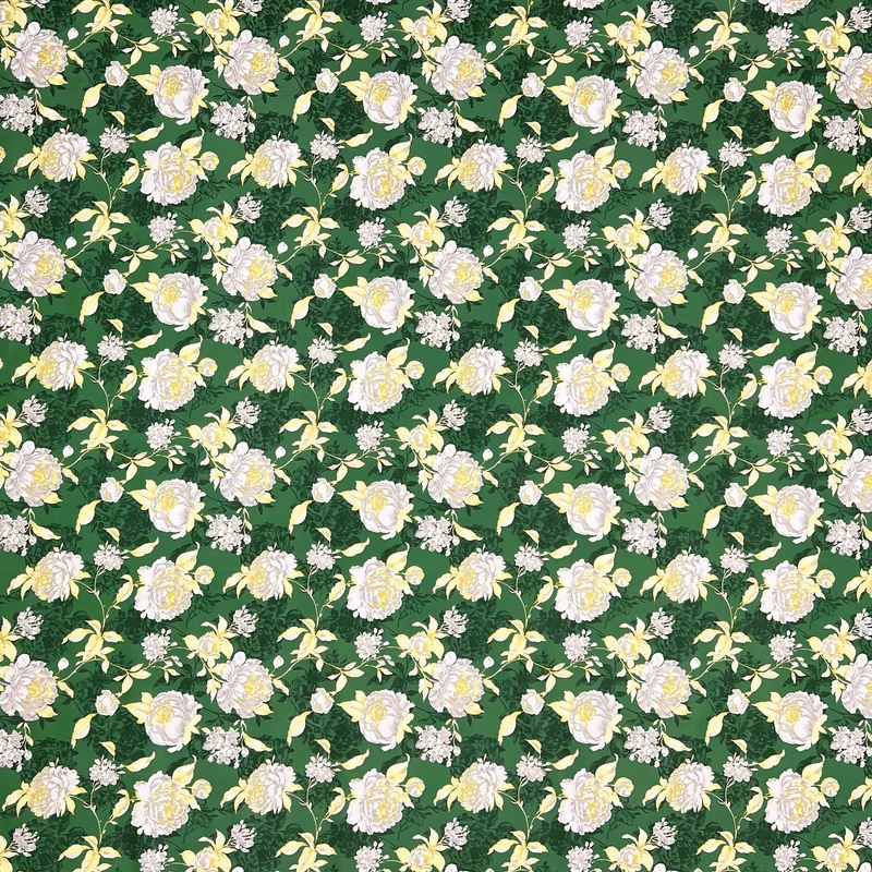 Wachstuch Tischdecke KE43110 weisse Rosen Blüten auf grün eckig rund oval