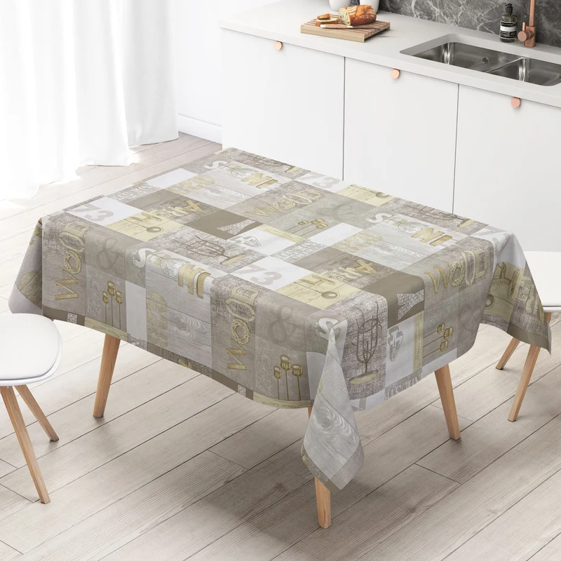 Wachstuch Tischdecke KE33610 geprägt Loft Holz Industrial eckig rund oval