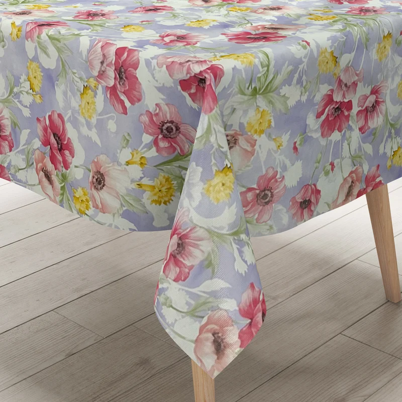 Wachstuch Tischdecke 01410-04 Mohnblumen Blüten Blumen floral lila flieder eckig rund oval