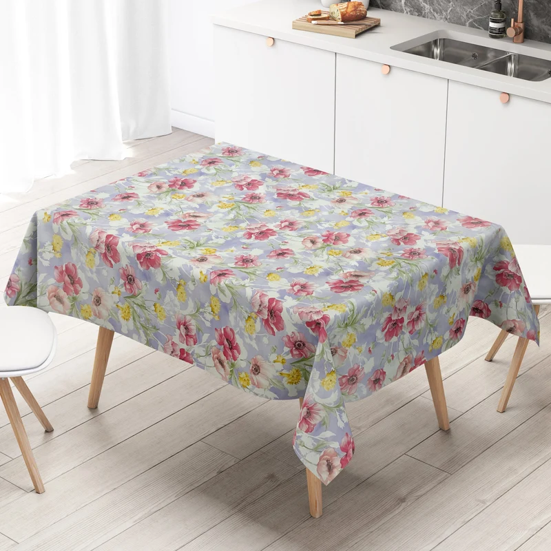 Wachstuch Tischdecke 01410-04 Mohnblumen Blüten Blumen floral lila flieder eckig rund oval