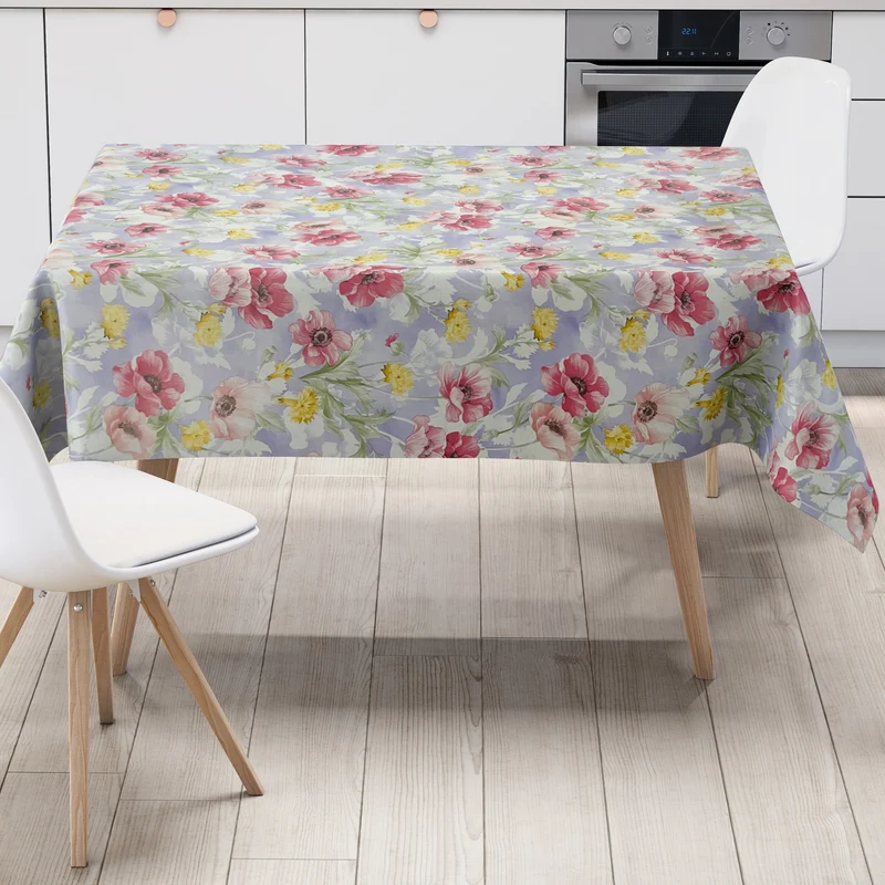 Wachstuch Tischdecke 01410-04 Mohnblumen Blüten Blumen floral lila flieder eckig rund oval