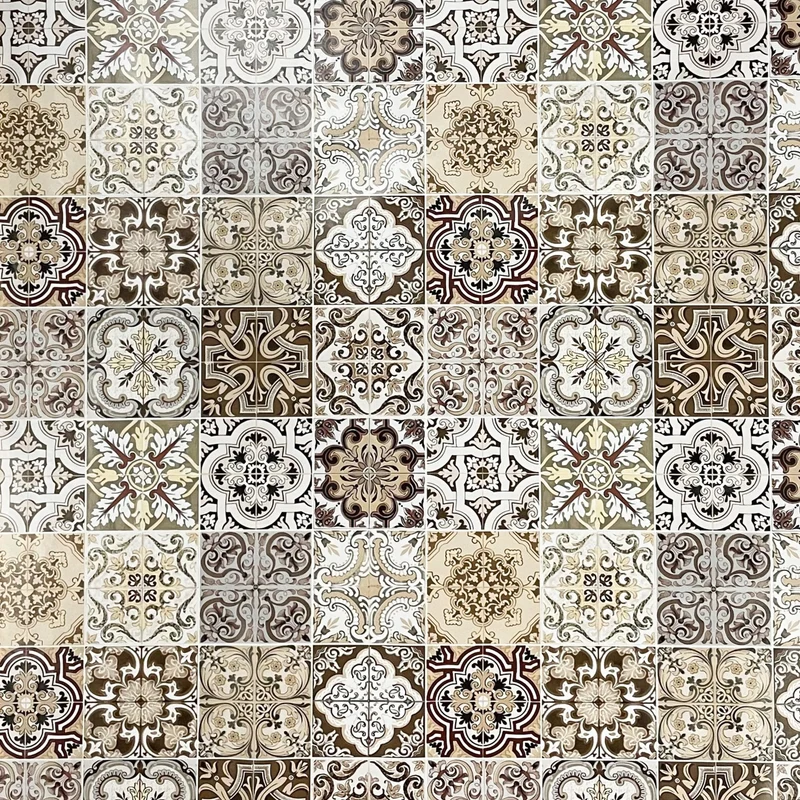 Wachstuch Tischdecke 01657-05 beige braun Fliesen Mosaik Portugal eckig rund oval