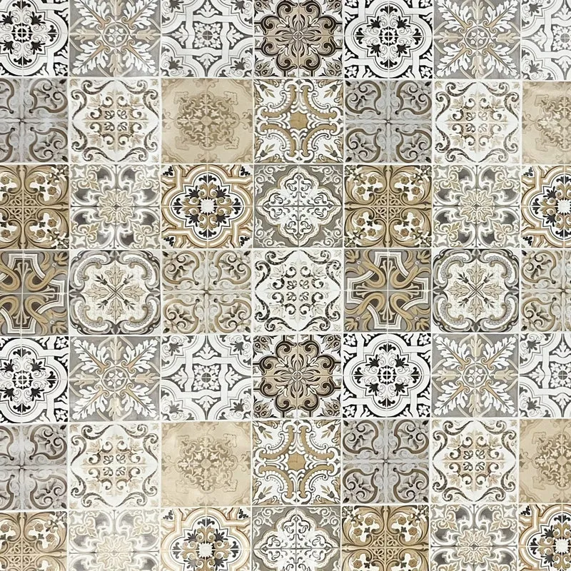 Wachstuch Tischdecke 01657-02 beige grau Fliesen Mosaik Portugal eckig rund oval
