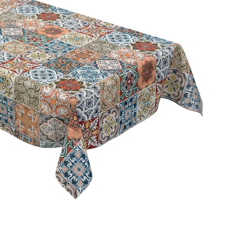 Wachstuch Tischdecke 01657-01 bunte Fliesen Mosaik Portugal eckig rund oval