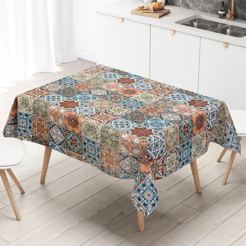 Wachstuch Tischdecke 01657-01 bunte Fliesen Mosaik Portugal eckig rund oval