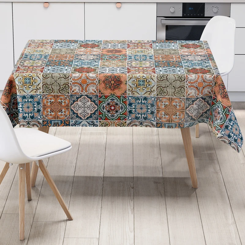 Wachstuch Tischdecke 01657-01 bunte Fliesen Mosaik Portugal eckig rund oval