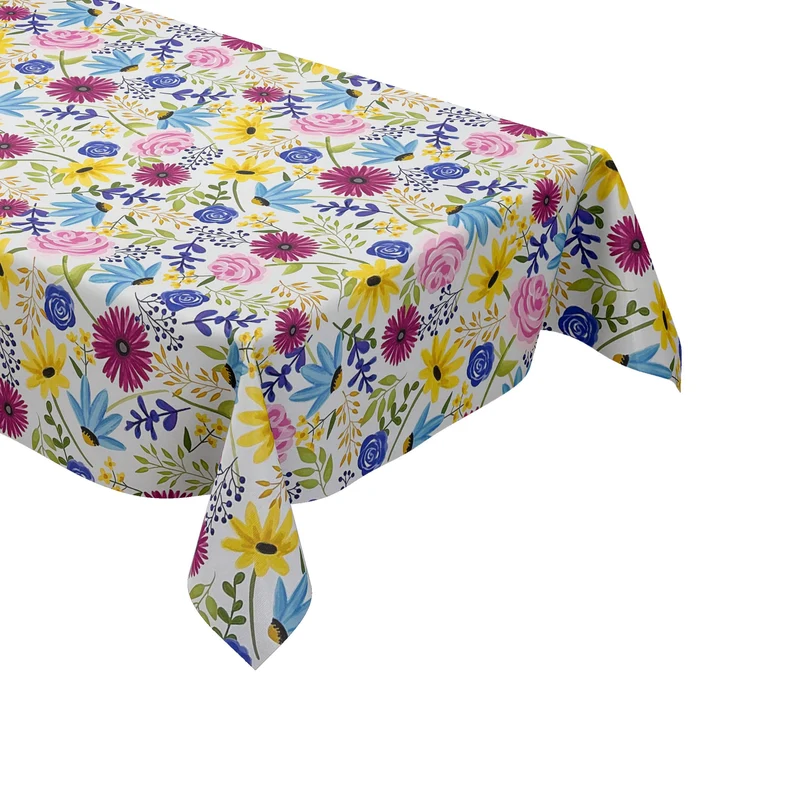 Wachstuch Tischdecke geprägt M19628 bunte Blumenwiese Rosen Sonnenblumen eckig rund oval
