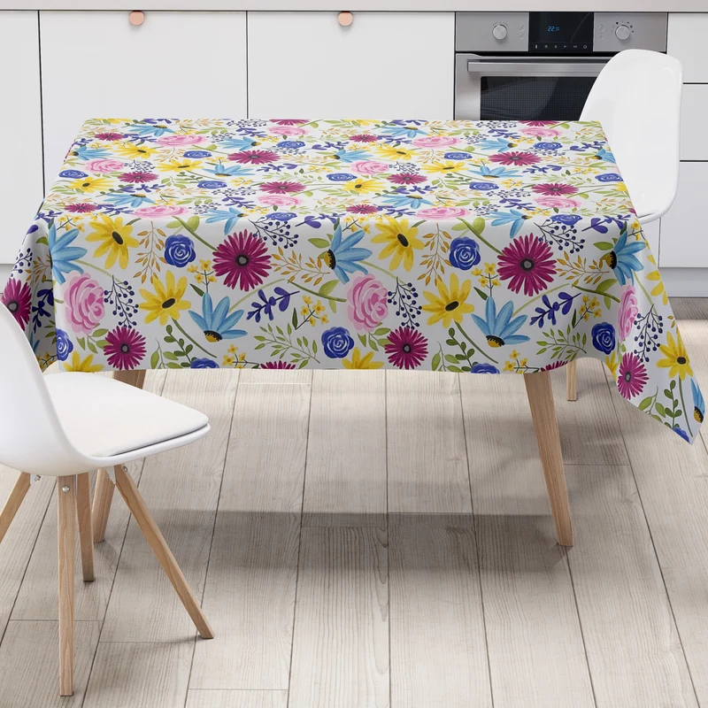 Wachstuch Tischdecke geprägt M19628 bunte Blumenwiese Rosen Sonnenblumen eckig rund oval