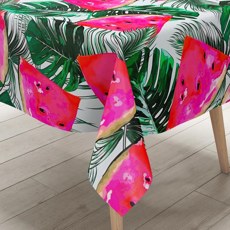Wachstuch Tischdecke geprägt M19623 Melonen Monstera Dschungel eckig rund oval